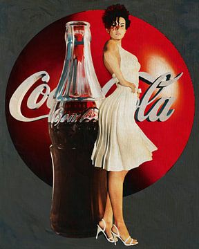Pin Up Girl avec Coca Cola Draw Art Peintures des années 1960 sur Jan Keteleer