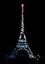 Digitale kunst Eiffeltoren | Nationale kleuren   van Melanie Viola thumbnail