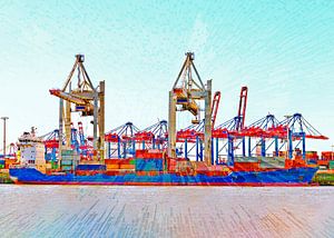 Navire porte-conteneurs au port