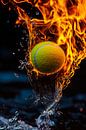 Fiery tennis ball in the waterfall by Poster Art Shop thumbnail