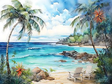 Tropical island sketch by PixelPrestige