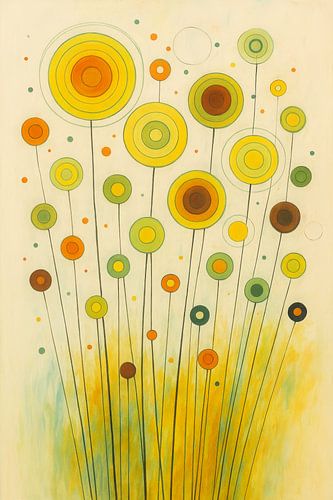 Fleurs d'été abstraites en forme de cercle