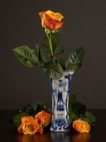 Still life Delft Blue Vase with Roses
