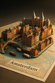 Amsterdam Architektur Miniatur Kunst - Niederlande Reise Poster von Travel Shop