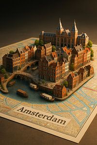 Amsterdam Architecture Miniature Art - Netherlands Travel Poster