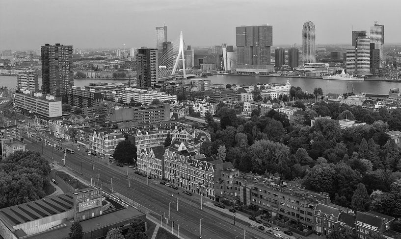 Ligne d'horizon de Rotterdam en noir et blanc par Ilya Korzelius
