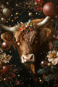 Winterglühen - Stier mit Weihnachtsdekoration
