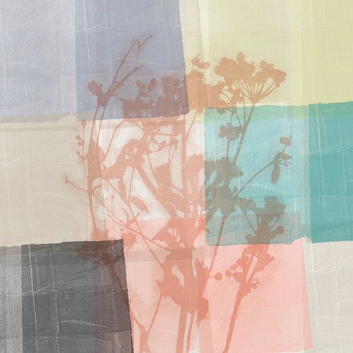 Moderne abstracte botanische kunst in pastelkleuren nr. 9