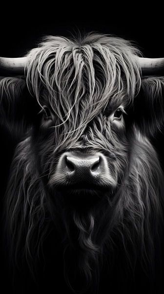 Animal portrait in black and white minimalist wildlife art by Thilo Wagner