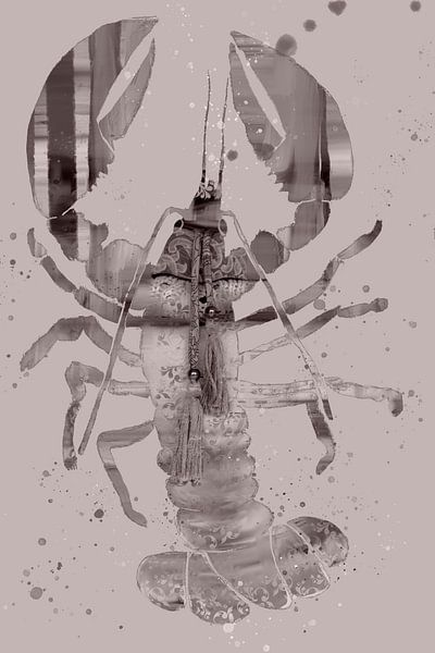 Lobster painting. Taupe and violet. by Alie Ekkelenkamp
