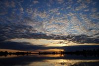 Sunset over the water