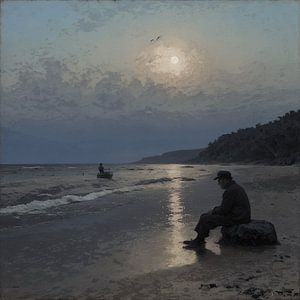 Mann bei Sonnenuntergang