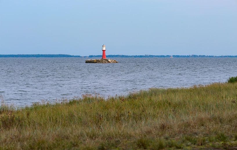 Rode vuurtoren in het water van Yevgen Belich
