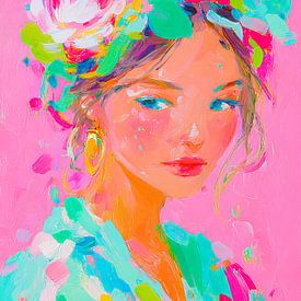 Portrait joyeux avec des fleurs sur But First Framing