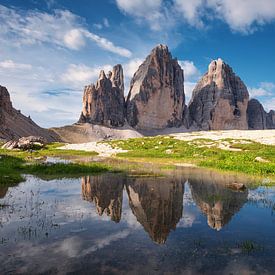 Drei Zinnen / Tre Cime di Lavaredo bergtoppen met reflectie van iPics Photography