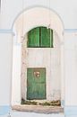 Green door under bell-tower | Greece -Samos | travel photography | Bright and airy colored photo by Lisa Bocarren thumbnail