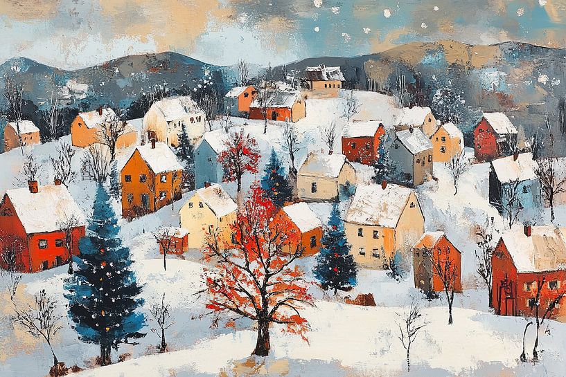 Snow Village by Wonderful Art