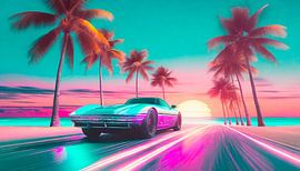 Beautiful car with palm trees