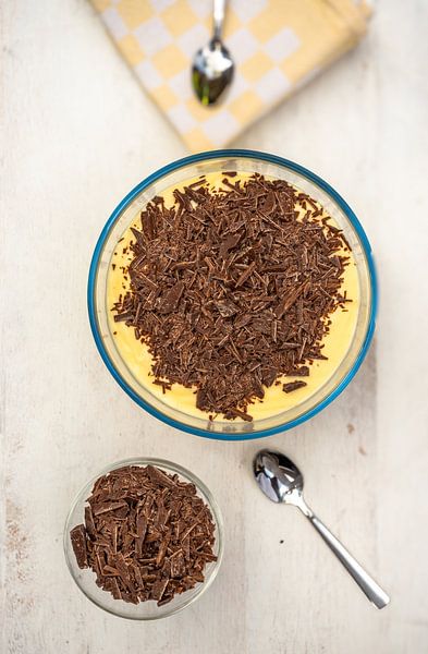 Kookpudding met chocolade schaafsel van Stefania van Lieshout