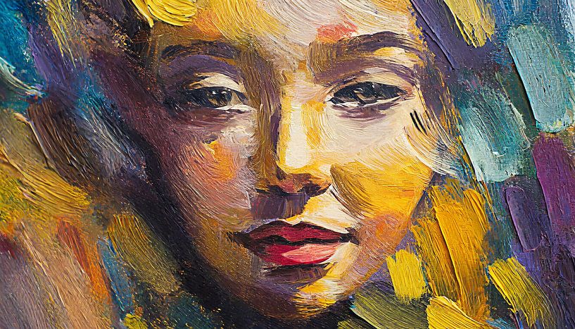 Brush strokes revealing a woman's face by Maarten Zeehandelaar