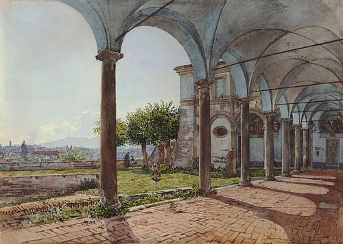 Rudolf von Alt - Gezicht vanuit Sant'Onofrio op Rome, 1835