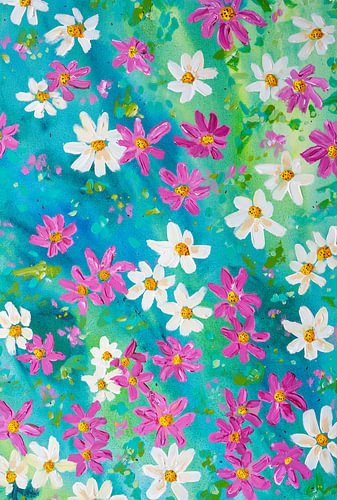 Tagträumen: Rosa und weiße schwebende Blumen
