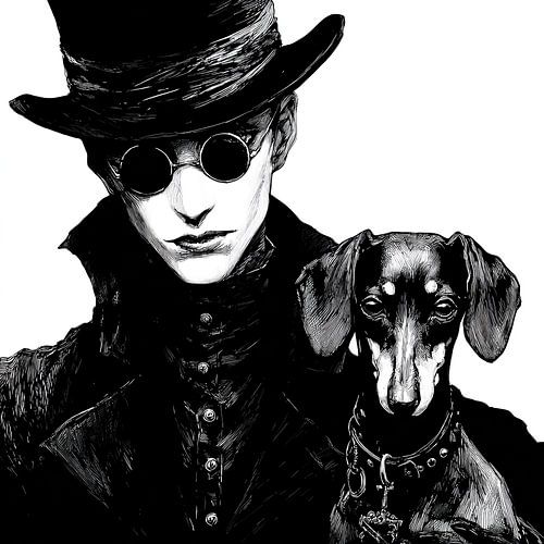 The Guardian and His Faithful Shadow Dachshund