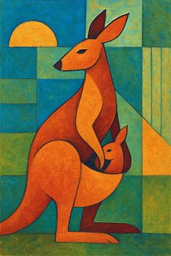 Eine geometrische Darstellung eines Kängurus. von Galerie Hoppenbrouwers