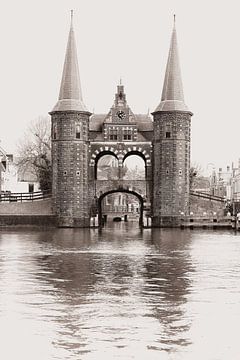 The Waterpoort of Sneek | Friesland | Sepia | photo wallpaper by Laura Dijkslag