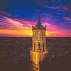 Kerk Elst tijdens zonsondergang van Nicky Kapel