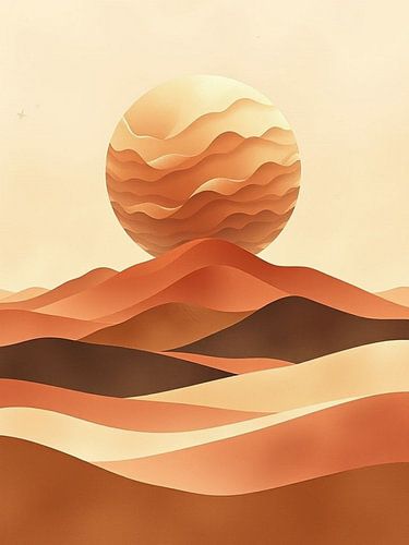 Abstracte Woestijn Zonsondergang Landschap Print | Aardse Terracotta Tinten