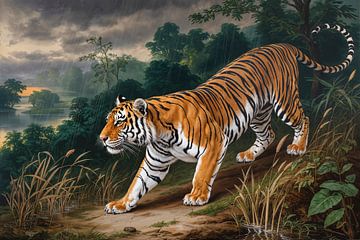 Tropische Landschaft mit Tiger