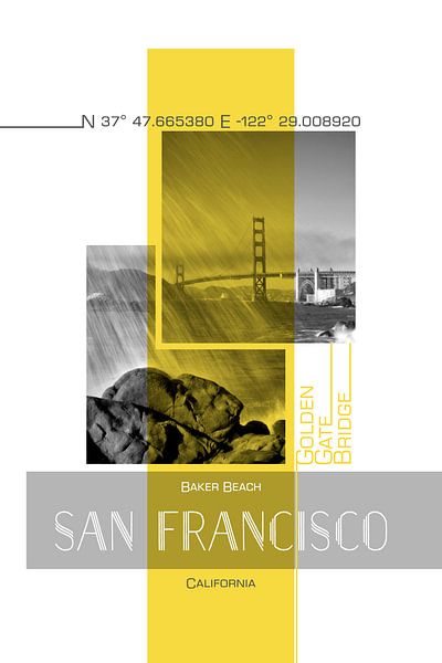 Poster Art SAN FRANCISCO Baker Beach von Melanie Viola