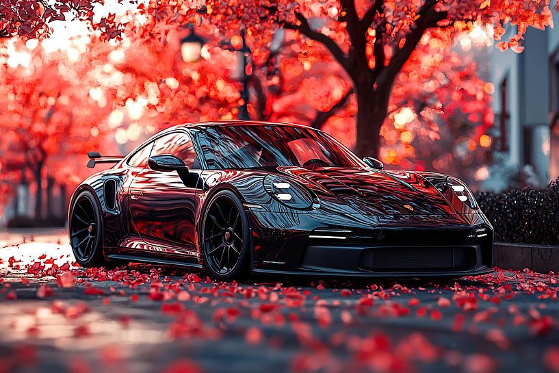 Ein schwarzer Porsche 911 GT3 von PixelPrestige