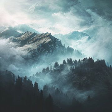 Nebel über den Bergrücken von Femea Stille Landschappen