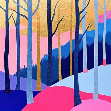 Whispers in the Alpine Glow van Abstract Schilderij