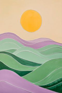 Des collines douces sous la lumière chaude du soleil sur Poster Art Shop