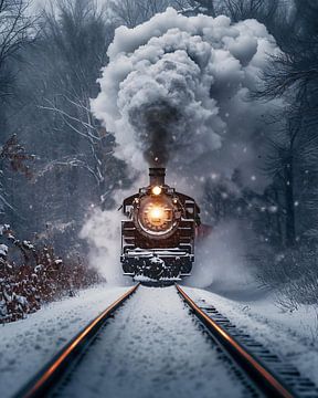 Historische trein in de winter van fernlichtsicht