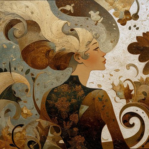 Femme abstraite avec des fleurs