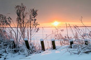 Tjeukemeer, Friesland, The Netherlands in winter setting.