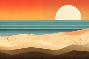 Strand im Vintage-Poster-Stil