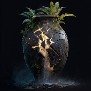 Wasserfall und Natur aus einer Vase