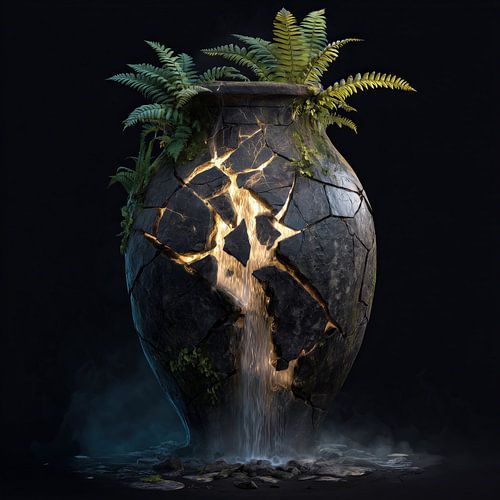 Waterval en natuur uit vaas