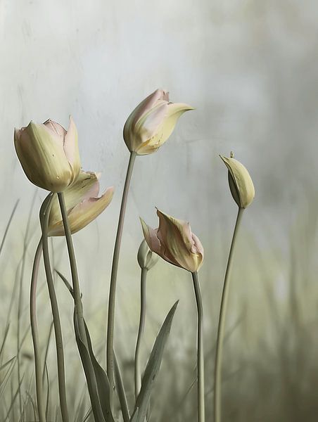 Tulpen in Pastellfarben von Japandi Art Studio