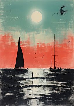 Sailboat Sailing Ship Boat Maritime Sea Poster Art Print by Niklas Maximilian