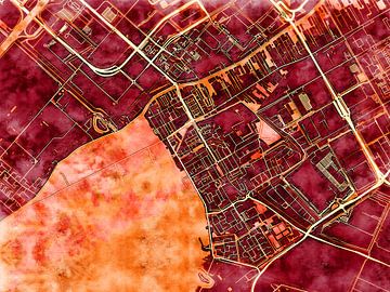Kaart van Aalsmeer in de stijl 'Amber Autumn' van Maporia
