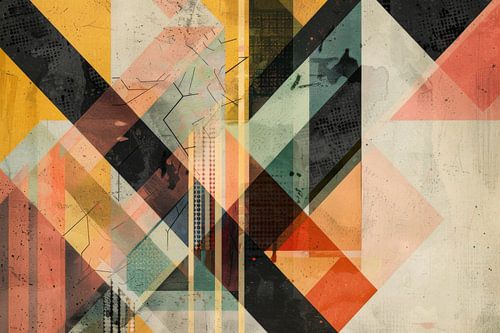 Gestructureerde geometrie - Moderne abstractie in warme tinten