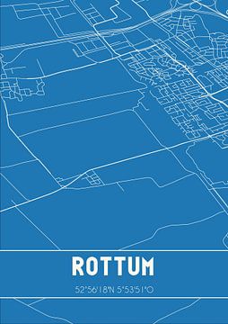 Blauwdruk | Landkaart | Rottum (Fryslan) van MijnStadsPoster