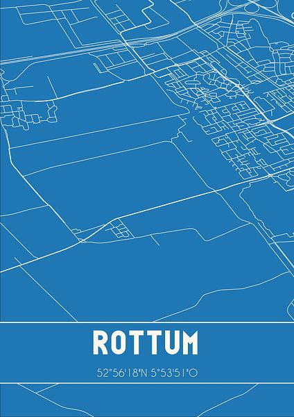 Blueprint | Map | Rottum (Fryslan) by Prints of Place