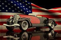 Duesenberg SJ Speedster 1933 with American flag by Jan Keteleer (JanKé): A Journey Beyond the Canvas thumbnail